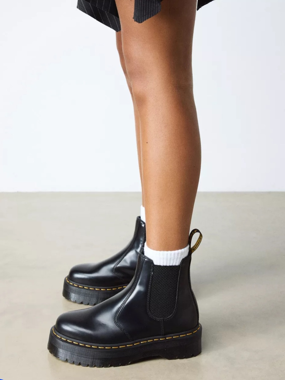 Dr Martens 2976 Quad Smooth Leather Black Platform Chelsea Boot Size USL 8/USM 7